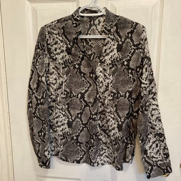 Mock Neck Leopard Print Blouse - Picture 1 of 5